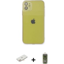 Marsilyan™- iPhone 12 Kılıf Ahenk Doku - Siyah Joko Magic 5d Hayalet Cam + Renkli Kamera Lens Koruma Cam - Yl