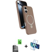 Marsilyan™- iPhone 16 Plus Kılıf Iz Işık Koleksiyonu - Siyah 3D Antistatik Seramik Nano Ekran Koruyucu + Raze Metal Kamera Lens - Sh