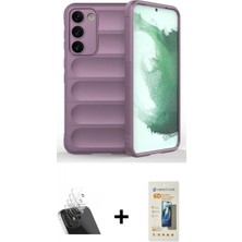 Marsilyan™- Galaxy S23 Plus Kılıf Atlas Koleksiyonu - Siyah 6d Mat Seramik Hayalet Nano Ekran Koruyucu + Kamera Lens Koruma Cam - Sf