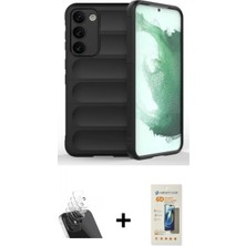 Marsilyan™- Galaxy S23 Plus Kılıf Atlas Koleksiyonu - Siyah 6d Mat Seramik Hayalet Nano Ekran Koruyucu + Kamera Lens Koruma Cam - Sf