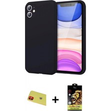 Marsilyan™- iPhone 11 Kılıf Kozmos Yansıma Özel Seri - Siyah Buffer Cam Ekran Koruyucu + Rainbow Kamera Lens Koruma Cam - Kı