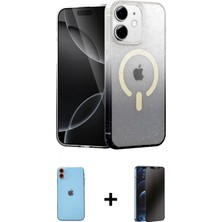 Marsilyan™- iPhone 11 Kılıf Eksen Minimal Özel Seri - Siyah 3D Antistatik Hayalet Cam Ekran Koruyucu + Neon Fosforlu Kamera Lens - Tu