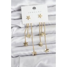 Renas Store Papatya Model Gold Renk Pirinç Sallantılı Kadın Küpe