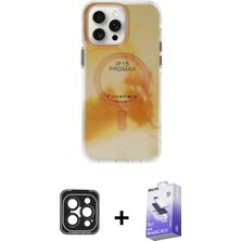 Marsilyan™- iPhone 15 Pro Max Kılıf Ufuk Doku Prime - Siyah Bilvis 5in1 5d Magic Hayalet Cam Ekran Koruyucu + Pvd Metal Kamera Lens - Sh