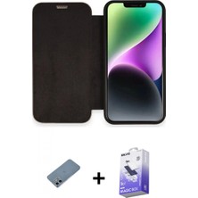 Marsilyan™- iPhone 12 Kılıf Siluet Minimal Serisi - Siyah Bilvis 5in1 5d Magic Hayalet Cam Ekran Koruyucu + Shine Kamera Lens Koruma Cam - Sabe