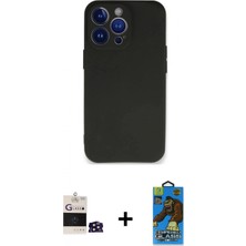 Marsilyan™- iPhone 14 Pro Max Kılıf Kozmos Yansıma Özel Seri - Siyah 18D Cam Ekran Koruyucu + Bilvis Titan Kamera Lens - Dnmr