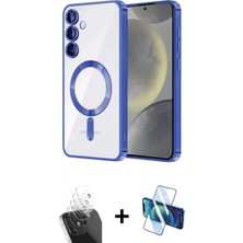 Marsilyan™- Galaxy A15 4g Kılıf Nova Işık Özel Seri - Siyah 3D Antistatik Cam Ekran Koruyucu + Kamera Lens Koruma Cam - Sf