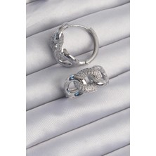 Renas Store Pirinç Gümüş Renk Zirkon Taşlı Samanyolu Küpe