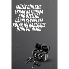 Renas Store Kulak Içi Bluetooth Kulaklık Ekranlı Müzik Dinleme Çağrı Cevaplama Siyah