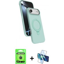 Marsilyan™- iPhone 17 Air Kılıf Iz Işık Koleksiyonu - Siyah 3D Antistatik Cam Ekran Koruyucu + Raze Metal Kamera Lens - Mı