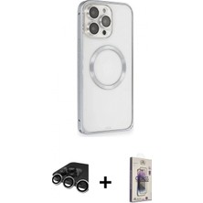 Marsilyan™- iPhone 15 Pro Kılıf Ahenk Işık Serisi - Siyah Bilvis 3D Cam Ekran Koruyucu + Raze Metal Kamera Lens - Gs