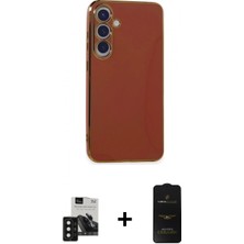 Marsilyan™- Galaxy S24 Kılıf Yankı Serisi - Siyah 6d Antistatik Mat Seramik Hayalet Nano Ekran Koruyucu + Pvd Metal Kamera Lens - Sh