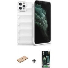Marsilyan™- iPhone 11 Pro Kılıf Atlas Koleksiyonu - Siyah 360 Mat Full Body Arka Koruyucu + Renkli Kamera Lens Koruma Cam - Tu