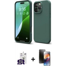 Marsilyan™- iPhone 16 Pro Max Kılıf Kozmos Yansıma Özel Seri - Siyah 3D Antistatik Mat Seramik Nano Ekran Koruyucu + Bilvis Titan Kamera Lens - Tmgı