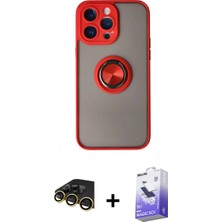 Marsilyan™- iPhone 14 Pro Max Kılıf Yörünge Çizgi - Siyah Bilvis 5in1 5d Magic Hayalet Cam Ekran Koruyucu + Gold Raze Metal Kamera Lens