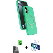 Marsilyan™- iPhone 16 Kılıf Iz Işık Koleksiyonu - Siyah 3D Antistatik Seramik Nano Ekran Koruyucu + Raze Metal Kamera Lens - Sh