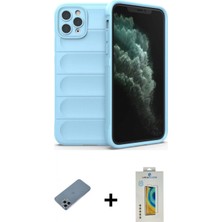Marsilyan™- iPhone 11 Pro Kılıf Atlas Koleksiyonu - Siyah Polymer Nano Ekran Koruyucu + Shine Kamera Lens Koruma Cam - Sabe