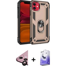 Marsilyan™- iPhone 11 Kılıf Ahenk Klasik Koleksiyonu - Siyah Bilvis 5in1 5d Magic Hayalet Cam Ekran Koruyucu + Raze Metal Kamera Lens - Sh