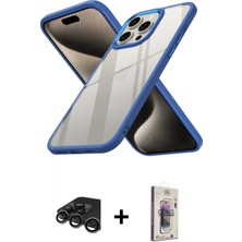 Marsilyan™- iPhone 15 Pro Kılıf Nova Işık Serisi - Siyah Bilvis 3D Cam Ekran Koruyucu + Raze Metal Kamera Lens - Tmgı