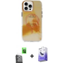 Marsilyan™- iPhone 16 Pro Max Kılıf Ufuk Doku Prime - Siyah Bilvis 5in1 5d Magic Hayalet Cam Ekran Koruyucu + Raze Metal Kamera Lens - Sh
