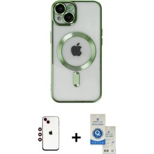 Marsilyan™- iPhone 14 Kılıf Nova Işık Özel Seri - Şeffaf Royal Nano Ekran Koruyucu + Shine Kamera Lens - Kı