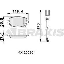 Braxis Arka Fren Balatası (Fıslı) Transporter T5 / T6 1,9 / 2,0 / 2,5tdı 03