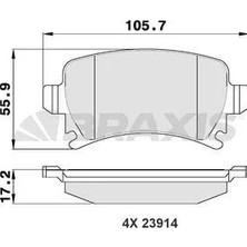 Braxis Arka Fren Balatası A3 Tum Modeller 05 / 03 A4 Passat 1,6fsı / 1,9tdı / 2,0tdı 9516