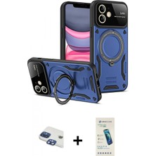 Marsilyan™- iPhone 11 Kılıf Kıvılcım Modern Serisi - Şeffaf Pasifik Cam Ekran Koruyucu + Pers Alüminyum Kamera Lens - Lt