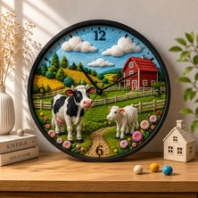 Defka Kabartma Desenli 3D Görünümlü 2d Soyut Desenli Duvar Saati