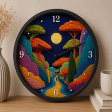 Defka Kabartma Desenli 3D Görünümlü 2d Soyut Desenli Duvar Saati