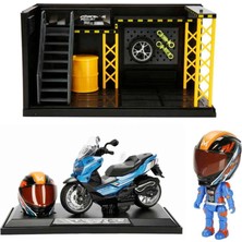 Motto Ticaret Mey Ithalat® 1:12 Sesli ve Işıklı Motosiklet ve Tamir Atölyesi Seti