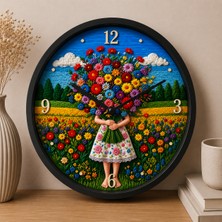 Defka Kabartma Desenli 3D Görünümlü 2d Soyut Desenli Duvar Saati
