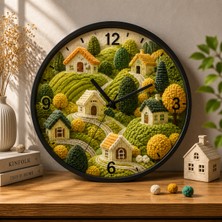 Defka Kabartma Desenli 3D Görünümlü 2d Soyut Desenli Duvar Saati