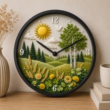 Defka Kabartma Desenli 3D Görünümlü 2d Soyut Desenli Duvar Saati