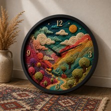 Defka Kabartma Desenli 3D Görünümlü 2d Soyut Desenli Duvar Saati