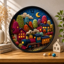 Defka Kabartma Desenli 3D Görünümlü 2d Soyut Desenli Duvar Saati