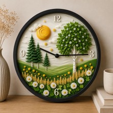 Defka Kabartma Desenli 3D Görünümlü 2d Soyut Desenli Duvar Saati