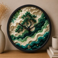 Defka Kabartma Desenli 3D Görünümlü 2d Soyut Desenli Duvar Saati