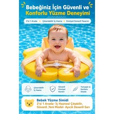 Bigstoy Bebek Yüzme Simidi 2'si 1 Arada- Iç Haznesi Çıkabilir, Güvenli ,yeni Model- Ayıcık Desenli Sarı