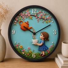 Defka Kabartma Desenli 3D Görünümlü 2d Soyut Desenli Duvar Saati