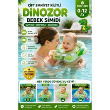 Bigstoy Bebek Boyun Simidi Çift Emniyet Kilitli Dinosaur Yüzme Simidi, Anti-Panik Bebek Havuz & Deniz Simidi (Yeşil)