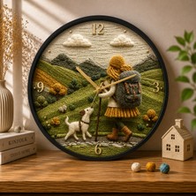 Defka Kabartma Desenli 3D Görünümlü 2d Soyut Desenli Duvar Saati