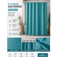 A&B 180X180 cm Su Geçirmez Peva Duş Perdesi – Turkuaz