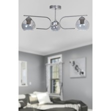 UltraMint Modern Gri Füme Camlı 3’lü Avize, Salon ve Mutfak Için Şık Aydınlatma