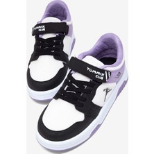 Tonny Black Çocuk Unisex Siyah Lila Rahat Kalıp Ortopedik Cırtlı Sneaker