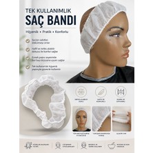 Tek Kullanımlık Kozmetik Saç Bandı , Beyaz , Lastikli , Nonwoven ,30 Gsm