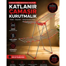 Nokhba NKE-542 Linda Kırmızı Çamaşır Kurutmalık 60 x 145 cm Katlanır Tasarım ile Geniş Kurutma Alanı