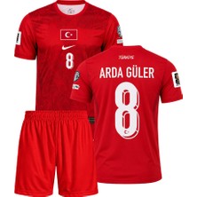Denapcal Arda Güler Türkiye 2026 Dünya Kupası Kırmızı 3'lü Çocuk Futbol Forma Seti ( Forma,şort ve Çorap )