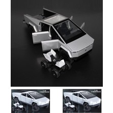 Oyuncak Sahili Diecast Metal Tesla Cybertruck Pickup 1:24 Kamyonet Jip Sesli Kapı Bagaj Açılır Atv Motor