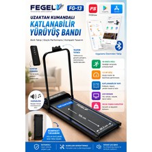 Fegel FG-13 Koşu Bandı Bluetooth Uygulama Hoparlör Adımsayar Program Uzaktan Kumanda 10km Hız Katlanabilir
